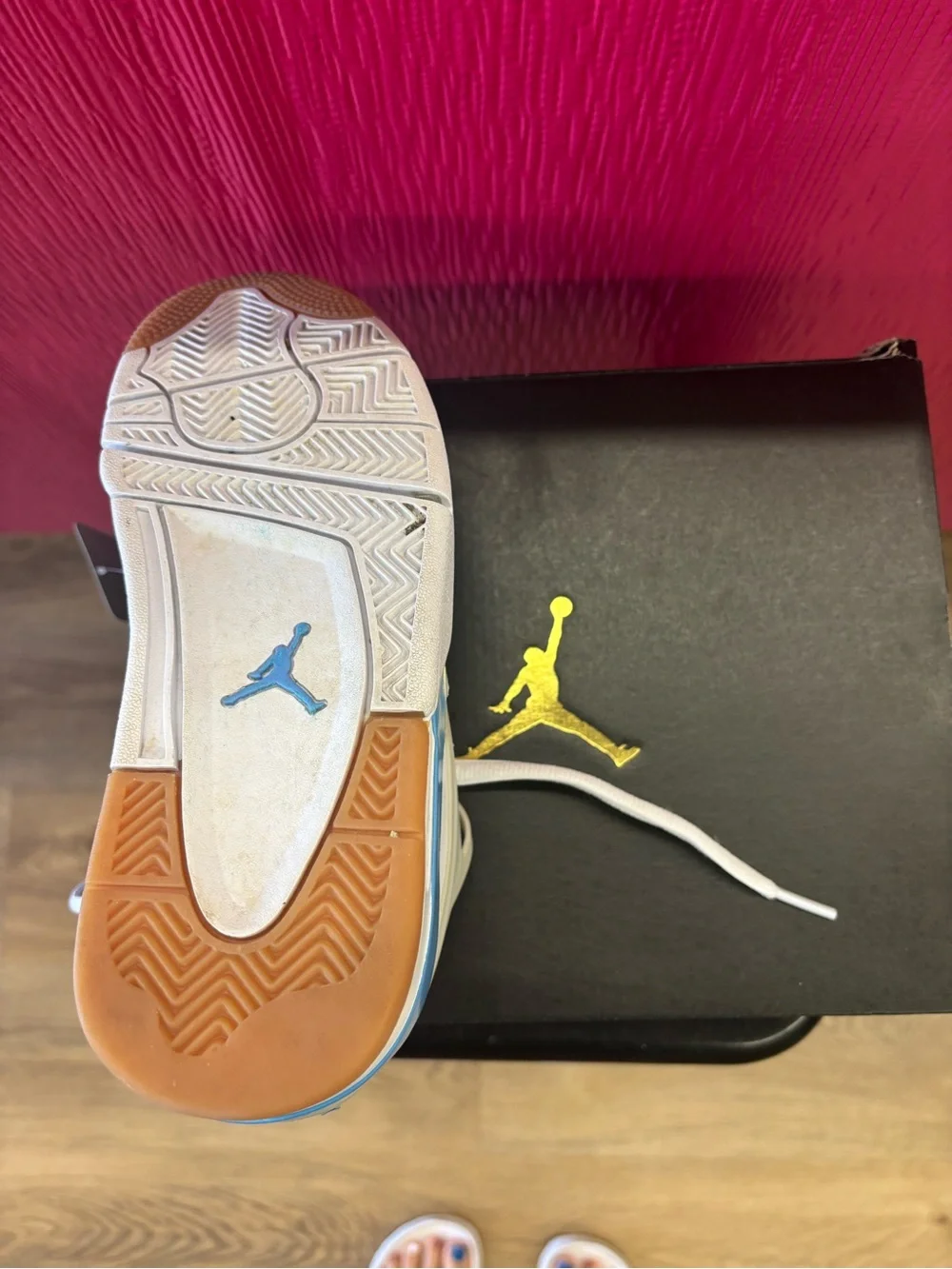 Jordan Kids White and Light Blue Low-Top Sneakers
